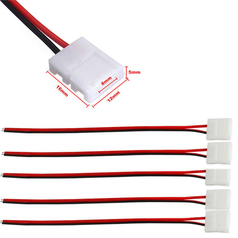 10 unids/lote sin soldadura 2 Pin conectores de tiras de Led mm 8 mm 10 mm conector Cable Alimentación para 3528/5050 tira Led de alambre de PCB cinta ► Foto 1/6