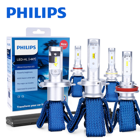 Bombilla LED Philips H7 H4 H8 H11 H16 9005 9006 9012 HIR2 HB3 HB4 Ultinon, bombillas LED esenciales para coches 6000K, faros neblineros de coche, 2 unidades ► Foto 1/6
