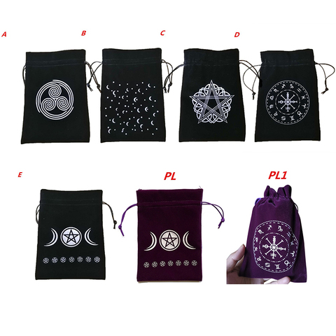 Bolsa de almacenamiento de tarjetas de oráculo de Tarot de pentagrama de terciopelo, accesorios de adivinación de bruja de constelación de runas, bolsa con cordones de dados de joyería ► Foto 1/6