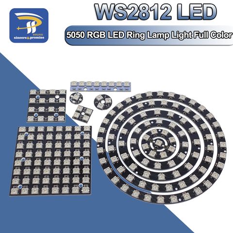 Lámpara LED de anillo de 5V, 1Bit, 3, 4 Bits, 7, 8 Bits, 9, 12 Bits, 16 Bits, 32 Bits, 64 Bits, 5050 WS2812, RGB + controladores integrados para Arduino Diy ► Foto 1/6