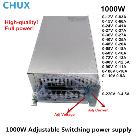 Fuente de alimentación de 1000W para Led 0-12V, 15V, 24V, 36V, 48V, 55V, 60V, 72V, 80V, 90V, 110V, conmutación de CA a CC ajustable ► Foto 1/6