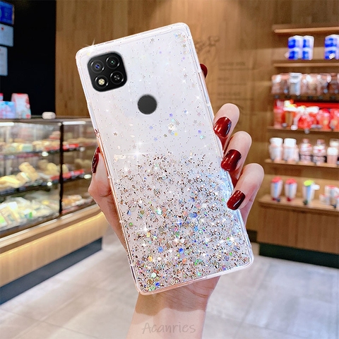 Funda de teléfono con purpurina y estrella de diamante brillante, carcasa trasera suave para Xiaomi Redmi 9C, Nfc, 9A, 9AT, K40, K30, K20 Pro, Note 6, 5, 4, 4x Pro, 6A, 5A ► Foto 1/6