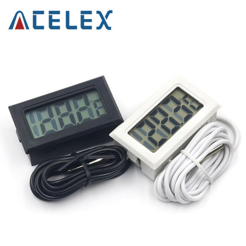 Mini termómetro Digital LCD para congelador, medidor de temperatura de nevera de 50 ~ 110 grados, sonda para interiores y exteriores de 1M y 2M ► Foto 1/6