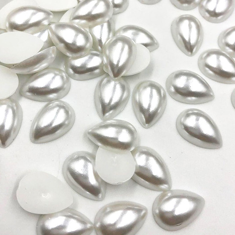 50 unids/pack 14*10mm/Beige/blanco perlas ABS marfil mitad agua gotas de perlas de imitación adecuado para Manual DIY producción ► Foto 1/2