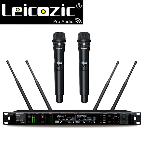 Leicozic-micrófono inalámbrico Digital AD4D, receptor Digital profesional de doble canal, 645-695Mhz, Mircrofone de escenario de diversidad real ► Foto 1/6