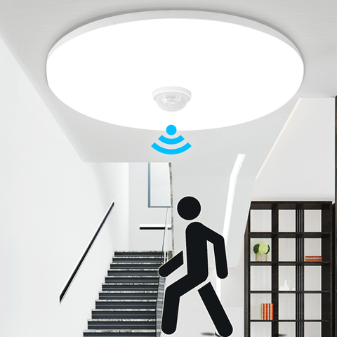 E27 lámpara con Sensor de movimiento de luz de la bombilla PIR Noche del Sensor de lámparas de luz 5 W 7 W 9 W 12 W 18 W hogar inteligente LED lámpara de techo escalera pasillo ► Foto 1/6