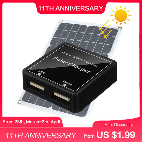 Cargador Solar 5V 3A máximo salida Compatible con Panel Solar de carga para iPhone Samsung Huawei Xiaomi OPPO Sony ► Foto 1/6