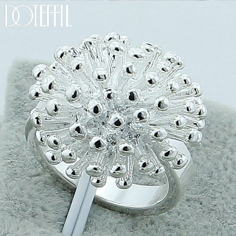 DOTEFFIL-Anillo de Plata de Ley 925 con diseño Coral, joyería de compromiso con diseño de fuegos artificiales, para mujeres ► Foto 1/6