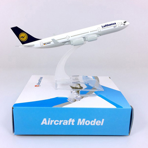 Lufthansa-Avión de aleación modelo alemán de 16CM, Avión de escala 1: 340 Air airbus A340, tren de aterrizaje con base de aleación, juguete de avión de exhibición coleccionable ► Foto 1/6