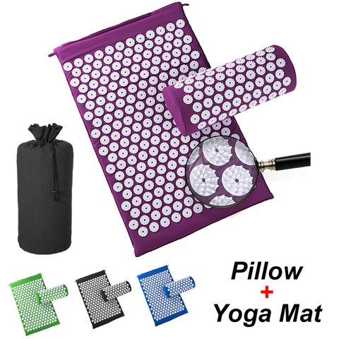 Mounsov-esterilla de Yoga con aplicador de acupresión para aliviar el dolor de espalda, almohadilla para aguja Eco Pranamat, conjunto de almohada, bolsa de regalo, masajeador ► Foto 1/6