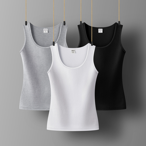 Camiseta de algodón de color sólido para mujer, chaleco informal ajustado sin mangas, Top corto de Color sólido, Top de corte más bajo para mujer, chaleco de Fitness para verano ► Foto 1/6