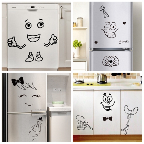 Gran oferta nevera pegatina cocina Decoración Cocina deliciosa cara calcomanías para paredes refrigerador cocina puerta casa decoración Mural adhesivo ► Foto 1/6