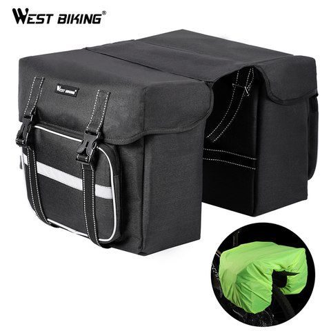 WEST BIKING Bicycle Panniers bolsas de ciclismo impermeables 25L de gran capacidad de equipaje cubierta de lluvia bolsa de transporte de carga MTB bolsas de bicicleta ► Foto 1/6