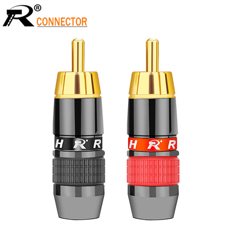 1 par/2 piezas chapado en oro RCA conector RCA macho adaptador de enchufe Video/Audio conector soporte 8 MM Cable negro y rojo ► Foto 1/6