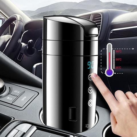 Cafetera eléctrica inteligente para coche, 350 eléctrica taza de agua de acero inoxidable con pantalla LCD, hervidor de temperatura, 304 ml ► Foto 1/6
