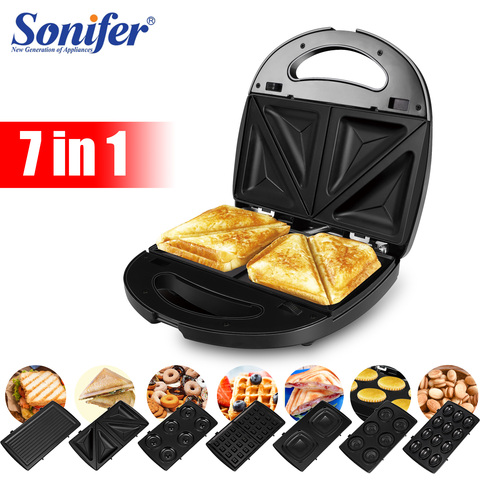 Máquina de sándwich 7in1 eléctrica para hacer gofres, horno de masa semiesférica, cocina, para desayuno, gofres de burbujas, Donuts, Multi-baker Sonifer ► Foto 1/6