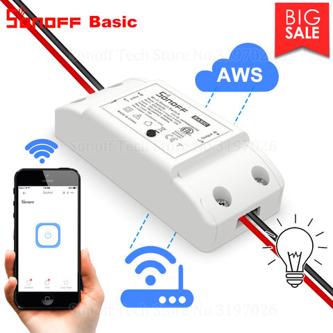 Sonoff-controlador inteligente Itead R2 con Wifi, interruptor remoto inalámbrico para domótica, módulo de Controlador de luz compatible con Alexa, Google Home y eWeLink ► Foto 1/6