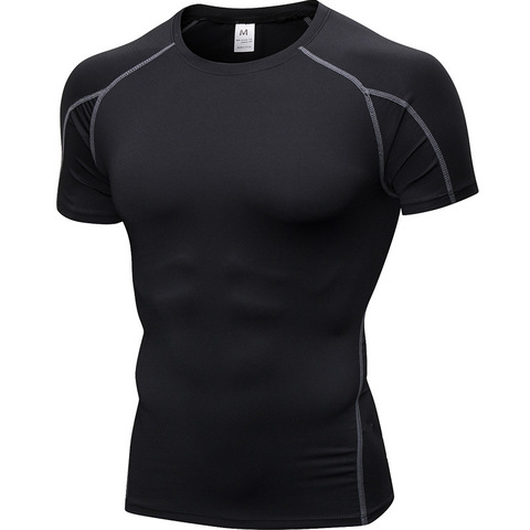 Secado rápido camisa hombres Rashgard gimnasio Fitness deporte Camiseta culturismo gimnasio ropa entrenamiento shorts de manga Camiseta para los hombres ► Foto 1/6