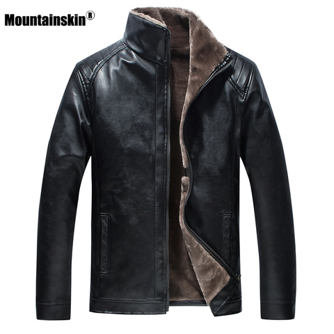 Mountainskin nuevas chaqueta de cuero para hombre de lana de invierno de los hombres de la motocicleta a prueba de viento cálido abrigo hombre marca de moda ropa SA800 ► Foto 1/6