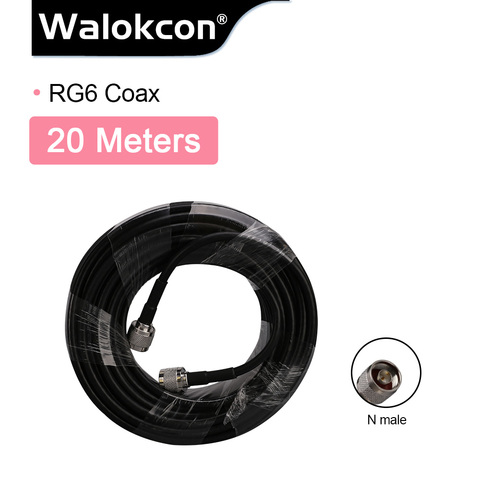 Cable Coaxial RG6 5D para amplificador de señal de teléfono móvil, conector Coaxial de 50ohm N macho a N macho, 20 metros, comunicación Coaxial ► Foto 1/6