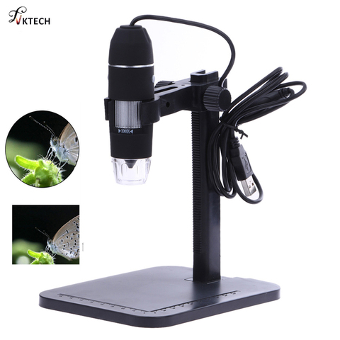 Microscopio Digital profesional USB, 1000X 800X 8 LED, 2MP, Zoom, cámara, lupa + soporte de elevación ► Foto 1/6