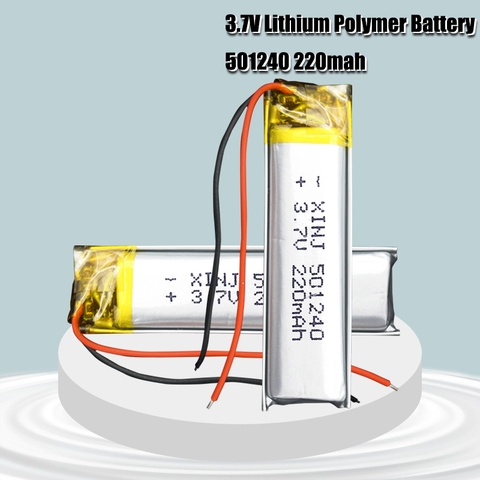3,7 V 220mAh 501240 batería li-polímero batería recargable 501240 Li Po células de litio para GPS Bluetooth auricular MP3 MP4 051240 ► Foto 1/6