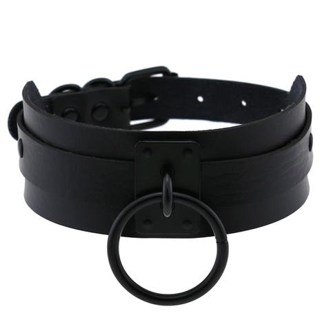 KMVEXO Punk negro O-redonda de Metal Collar de gargantilla de cuero moda gótica collares 2022 las mujeres las niñas Rock Harajuku Emo gótico joyería ► Foto 1/6