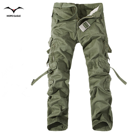 ¡Novedad de 2022! Pantalones Cargo para hombre, color verde militar, decoración con bolsillos grandes, pantalones informales para hombre, pantalones de lavado fácil, pantalones de ejército de otoño para hombres de talla grande 42 ► Foto 1/6