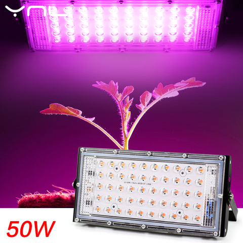 Lámpara de luz LED para cultivo de plantas de invernadero 220V 50W LED de espectro completo foco de plantas hidropónicas para interiores y exteriores ► Foto 1/6