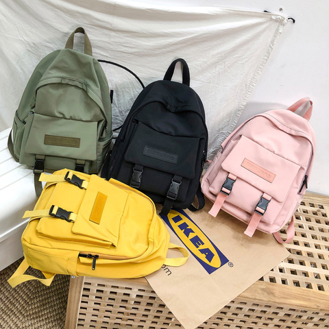 2022 mochila para mujer mochila de moda para mujer bolso de hombro de color sólido bolso escolar para niñas adolescentes mochilas para niños bolsa de viaje ► Foto 1/6