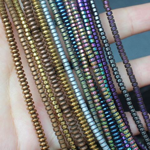 ¡Natural Hematite Rondelle 2x 3/2x4mm liso/escarcha/mate perlas sueltas, DIY para fabricación de joyas! Collar, pulsera ► Foto 1/6