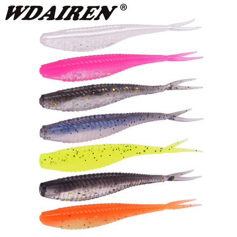 10 unids/lote agua salada cebos blandos para pesca 7cm 1,8g gusanos Wobblers Minnow de cebo Artificial bajo abordar Forktail plantillas de Leurre ► Foto 1/6