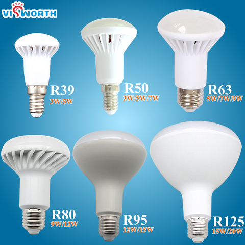 VisWorth R39 R50 R63 R80 lámpara LED E14 E27 3 W 5 W 7 W 9 W AC 220 V 230 V 12 W 15 W 20 W R80 R95 R125 bombillas Led cálido blanco frío foco ► Foto 1/6