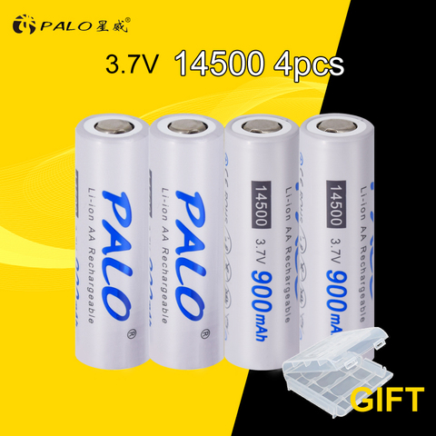 4 unids PALO 14500 Li-ion 2A batería 14500 V batería AA 3,7 batería recargable protegida con caja de batería ► Foto 1/6