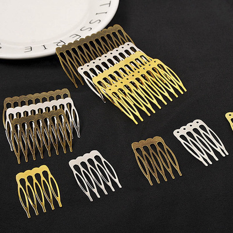 10 piezas 5/10 dientes peine de Metal Base en blanco garra de pelo de oro horquillas para hacer joyas DIY accesorios para el cabello de la boda ► Foto 1/6