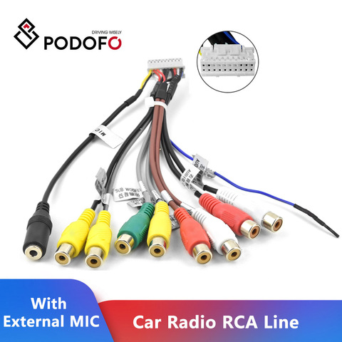 Podofo-Cable adaptador auxiliar con salida RCA para Radio de coche, con micrófono externo ► Foto 1/5