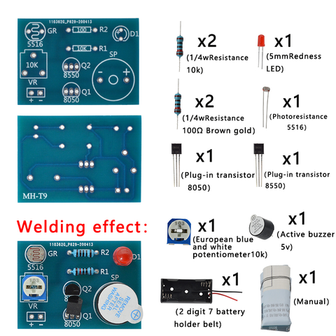 Fotosensible de sonido de alarma luz DIY Kit de producción invención de la Asamblea y sonido Módulo Sensor de luz dispositivo Suite ► Foto 1/6