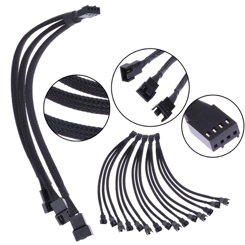 Cable de extensión de 4 pines para CPU, placa base, ventilador PWM, Conector de 1 a 3 vías, divisor, práctico, portátil de oficina, cobre estañado ► Foto 1/6