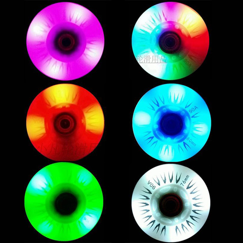 Ruedas para Patines en línea, iluminación LED 90A, 60, 62, 64, 68, 70, 72, 76, 80mm, Slalom, 8 Uds. ► Foto 1/6