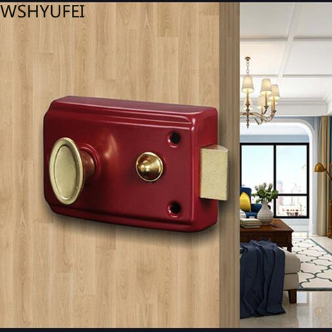 Puerta Exterior rojo Retro cerraduras de seguridad Anti-robo de bloqueo múltiples cerradura de seguros cerradura para puerta de madera para muebles de Hardware ► Foto 1/6