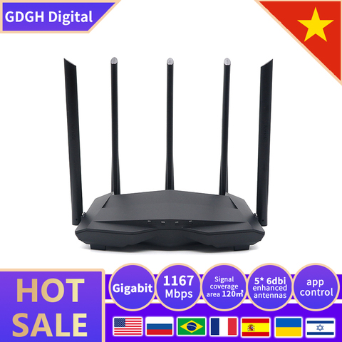 GLC11 AC1200 Gigabyte Router inalámbrico 2,4G/5,8 Ghz de doble banda cobertura completa del hogar 5 * 6dbi antenas de alta ganancia Wifi Router APP administrar ► Foto 1/6