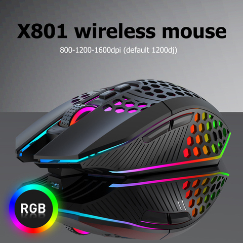 Ratón de juego recargable 2,4G inalámbrico ratón 8 llaves 1600DPI ajustable ergonómico RGB retroiluminado con LED Gamer ratón para PC portátil ► Foto 1/6