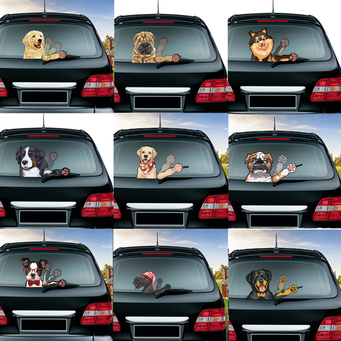 A Fierce Rottweiler coche de quita y pon del perro que agita el limpiaparabrisas pegatinas para limpiaparabrisas de Luna trasera parabrisas trasero coche pegatina decoración de estilismo del coche ► Foto 1/6