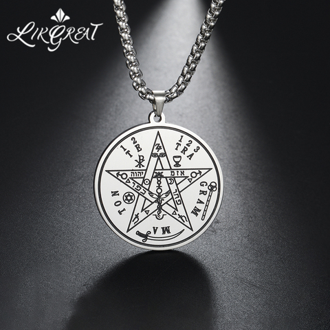 LIKGREAT-collar con colgante de pentagrama de Satán, de acero inoxidable, para hombre, pentagrama, ACLE culo, Wicca, amuleto, Talismán, joyería Vintage ► Foto 1/6