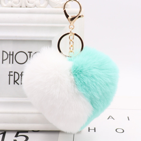 Corazón llavero de pompones Multicolor Pom-pom clave cadena señoras bolso clave anillo hecho a mano accesorios colgante de llavero Decoración ► Foto 1/6