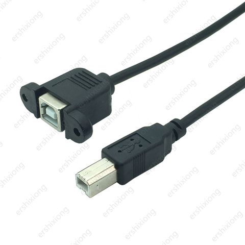 Cable de extensión de impresora hembra 0,3 m/0,5 m USB 2,0 tipo B macho a tipo B con montaje en Panel Cable de ángulo recto de 90 grados ► Foto 1/6