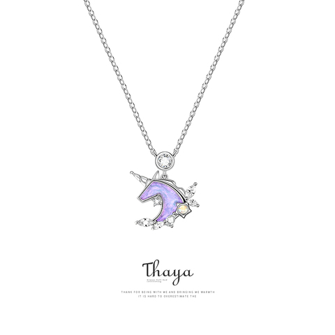 Thaya Design-collar con colgante de unicornio para mujer, de Plata de Ley 925 auténtica, joyería fina, regalo ► Foto 1/6