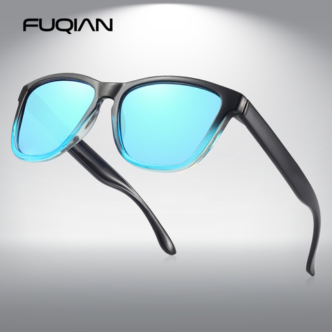 FUQIAN gafas de sol cuadradas clásicas polarizadas para hombres y mujeres, gafas de sol de conducción a la moda, lentes de espejo, gafas azules UV400 ► Foto 1/5
