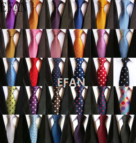 Corbata de lunares a rayas para hombre, corbatas de cuello clásicas en rojo, azul, dorado y Rosa de alta calidad para negocios y bodas, corbata de seda de 8cm ► Foto 1/6