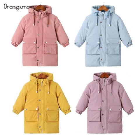 Abrigos cálidos ropa de invierno chaqueta de plumas largas para niños, chaqueta gruesa con capucha coreana, traje de nieve para bebés y niñas, chaqueta de invierno, parka para niños ► Foto 1/6